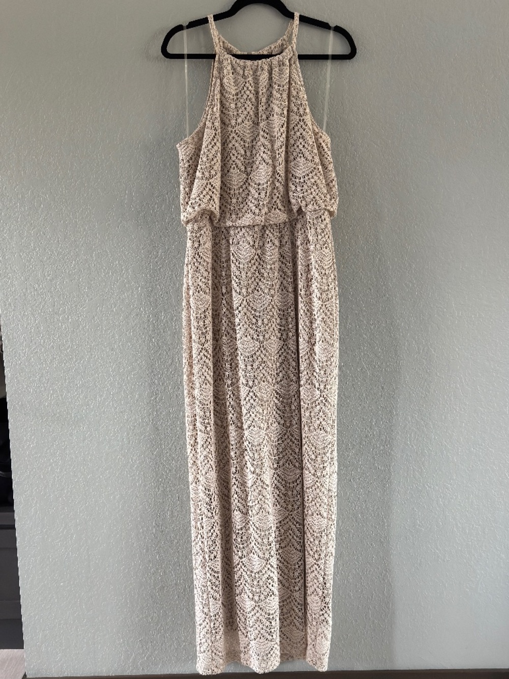 Sharagano Crochet halter maxi dress size L
